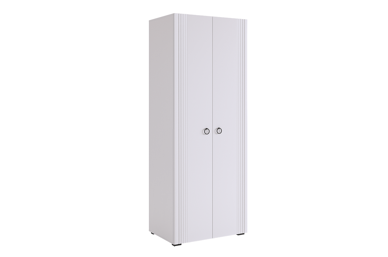 Ева Шкаф двухдверный 104.01 (белое дерево/белый матовый)