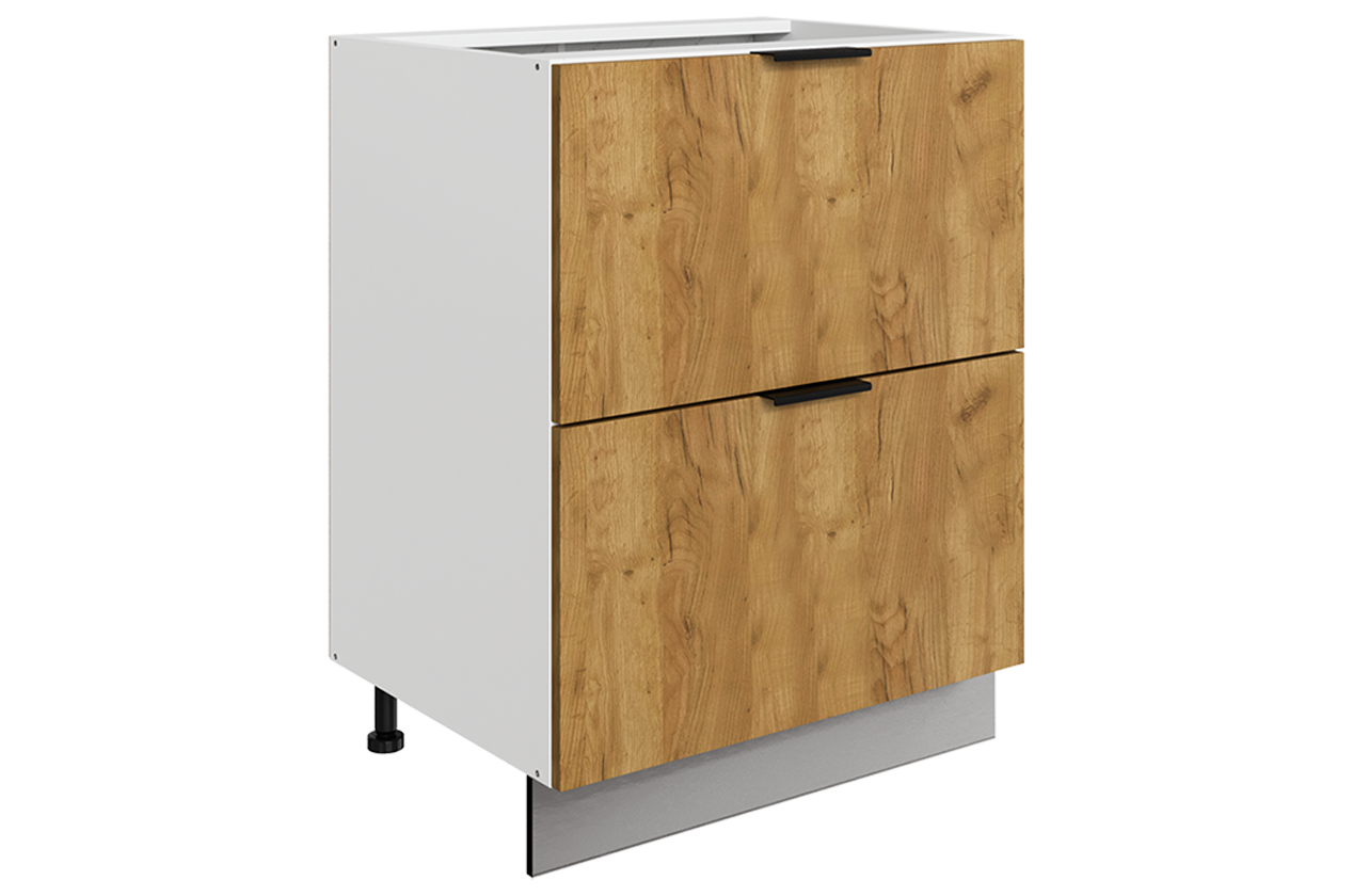 Стоун Шкаф рабочий L600 B500 Слим (2 ящ.) (белый/акация светлая)