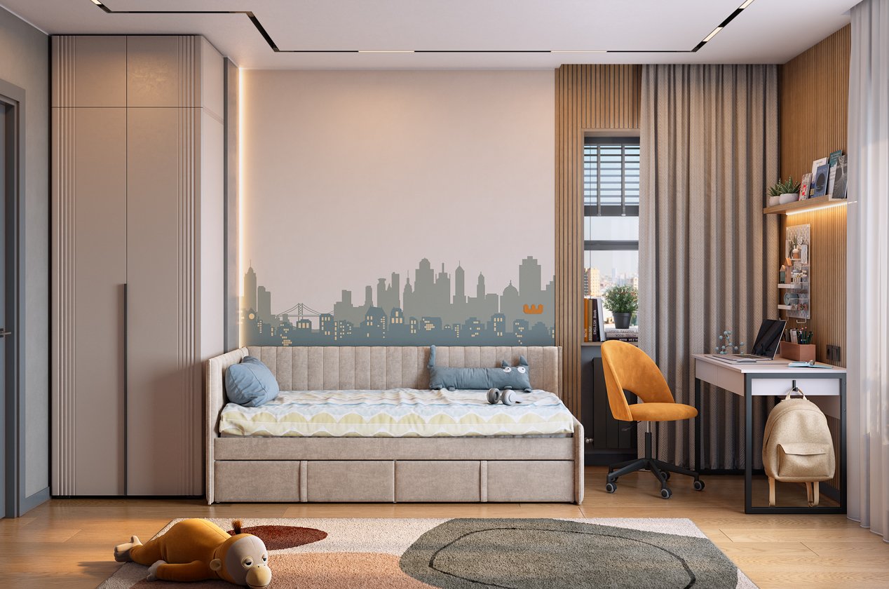 Набор детской мебели "Катрин К1" (кашемир/фрапучино матовый/капучино (велюр)/черный муар)