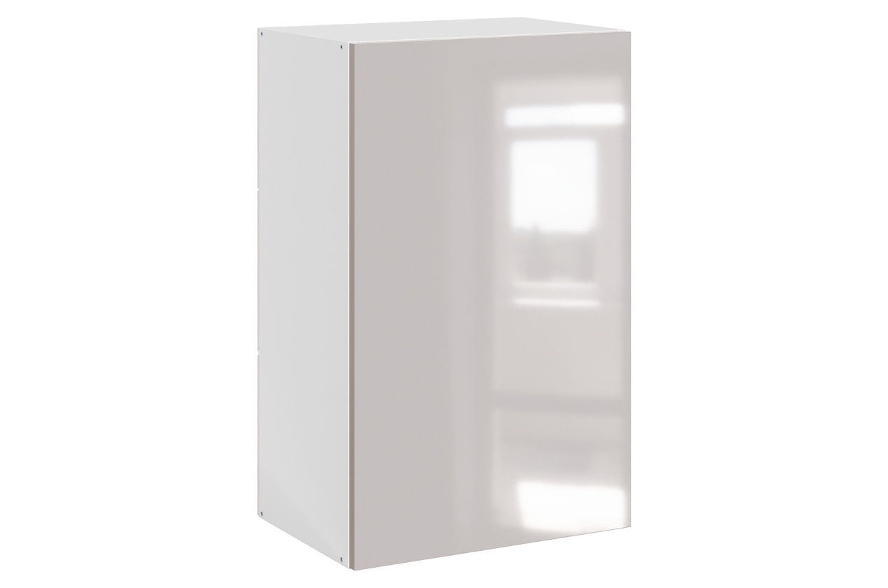 Кристи Шкаф навесной L450 Н720 (1 дв. гл.) (эмаль) (белый/дымчатый глянец)