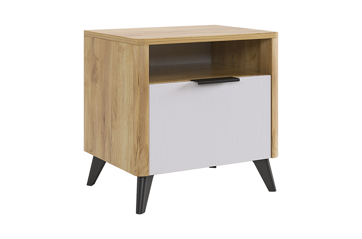 Адам Тумба прикроватная (дуб крафт золотой/белое дерево)