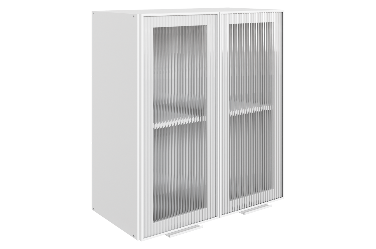 Алюм Шкаф навесной L600 Н720 (2 дв. рам.) (белый/белый муар/бесцветное мору)