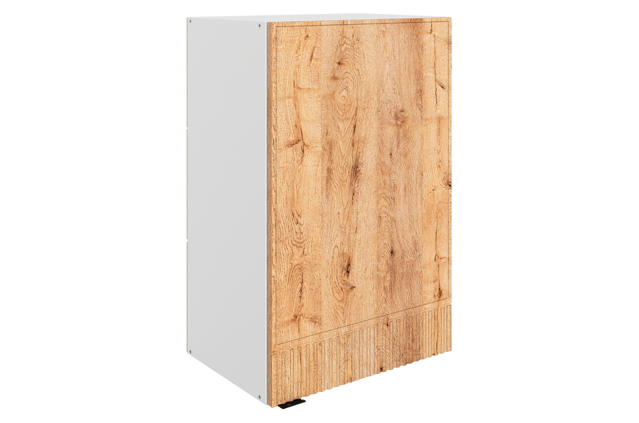 Бариста Шкаф навесной L450 Н720 (1 дв. гл.) (правый) (белый/дуб европейский матовый)