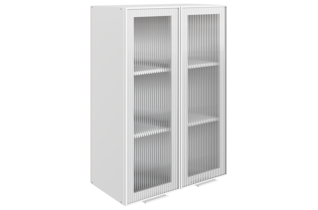 Алюм Шкаф навесной L600 Н900 (2 дв. рам.) (белый/белый муар/бесцветное мору)