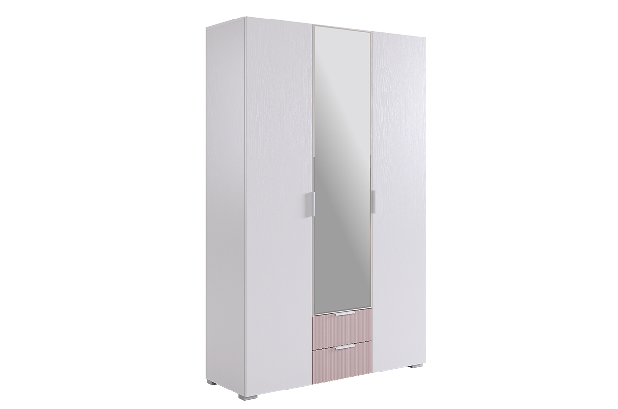 Зефир Шкаф трехдверный 109.02 (белое дерево/пудра розовая (эмаль))