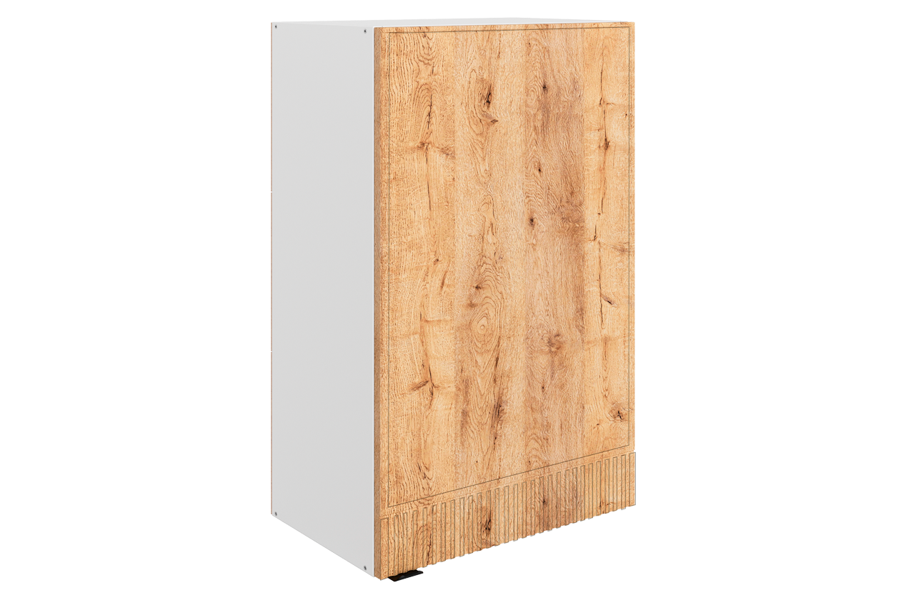 Бариста Шкаф навесной L500 Н900 (1 дв. гл.) (правый) (белый/дуб европейский матовый)