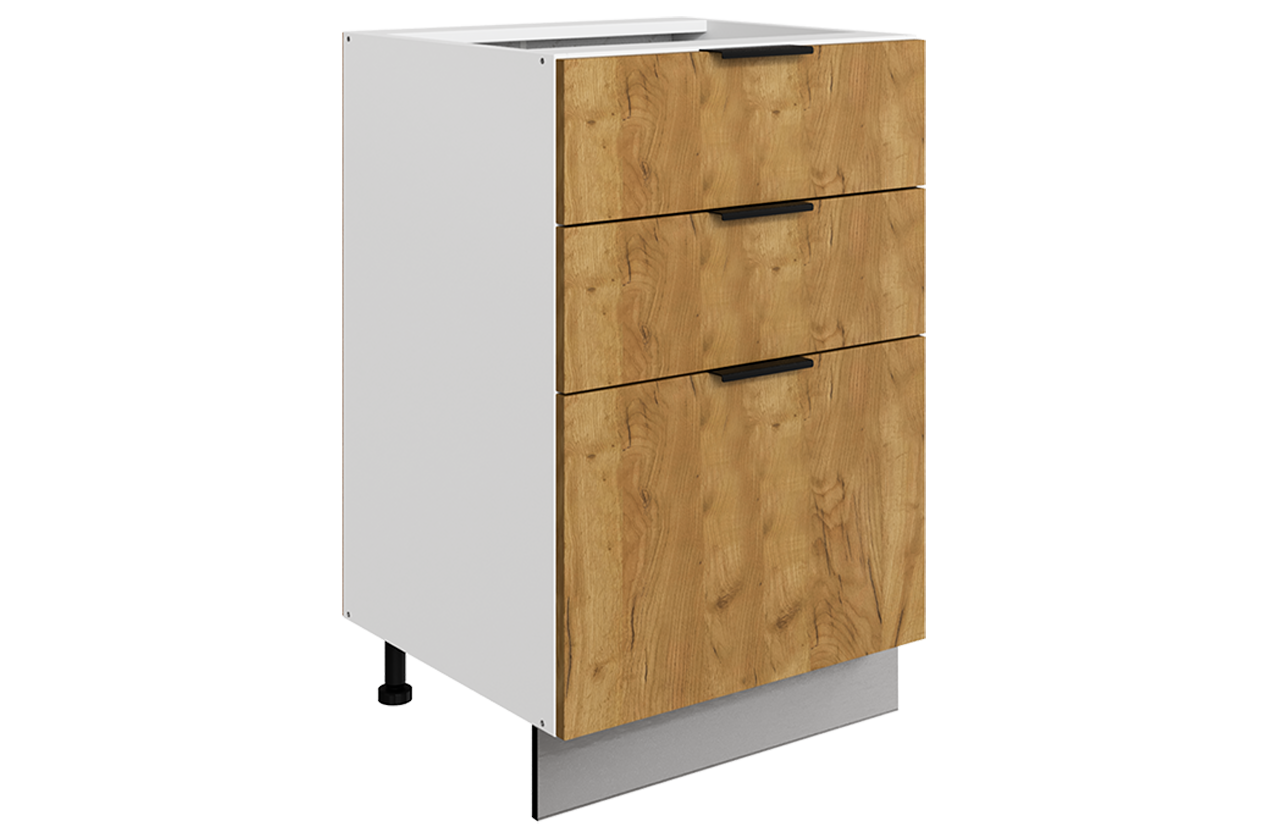 Стоун Шкаф рабочий L500 B500 Слим ( 3 ящ.) (белый/акация светлая)