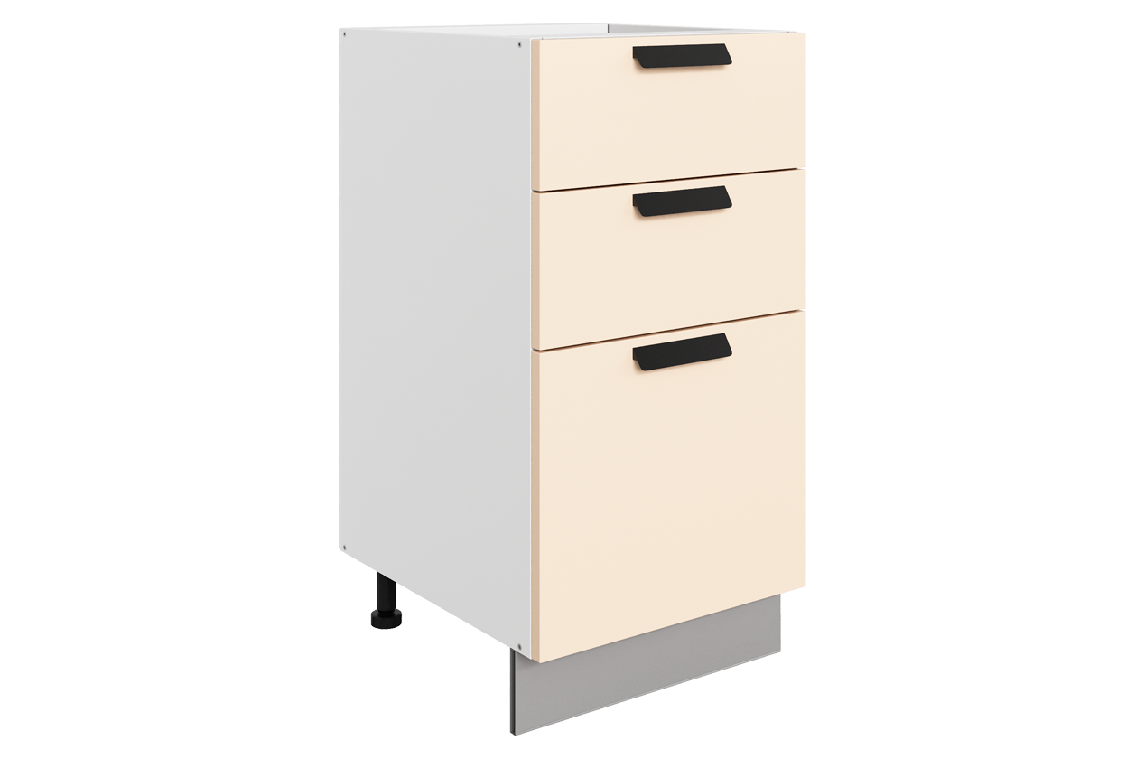 Джаз Шкаф рабочий L400 B500 Слим (3 ящ.) (эмаль) (белый/крем)