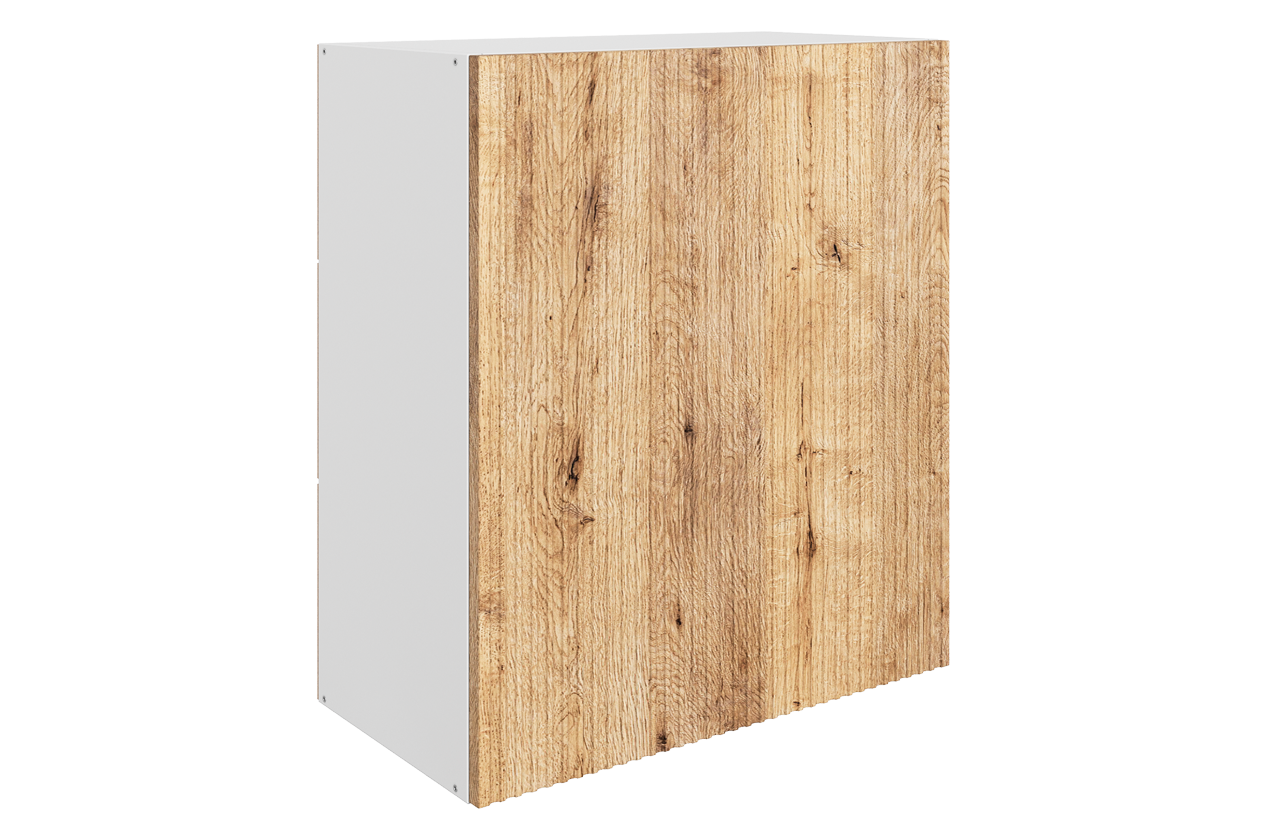 Марта Шкаф навесной L600 Н720 (1 дв. гл.) (белый/дуб европейский матовый)