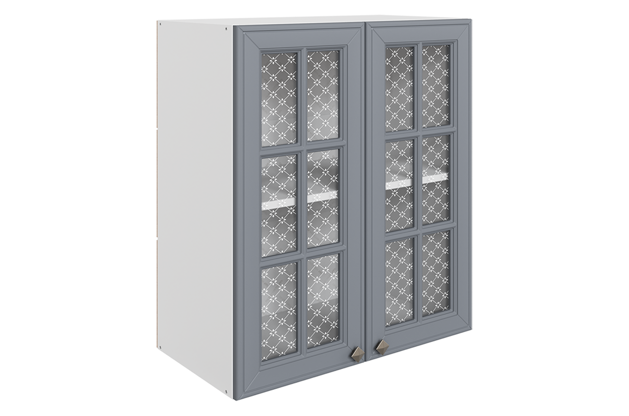 Мишель Шкаф навесной L600 Н720 (2 дв. реш.) (эмаль) (белый/серый)