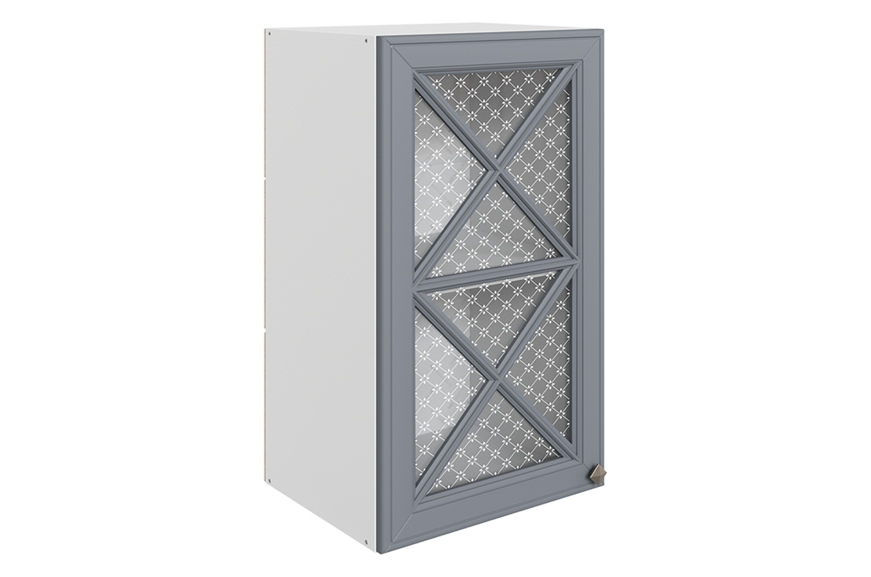 Мишель Шкаф навесной L400 Н720 (1 дв. крест.) (эмаль) (белый/серый)