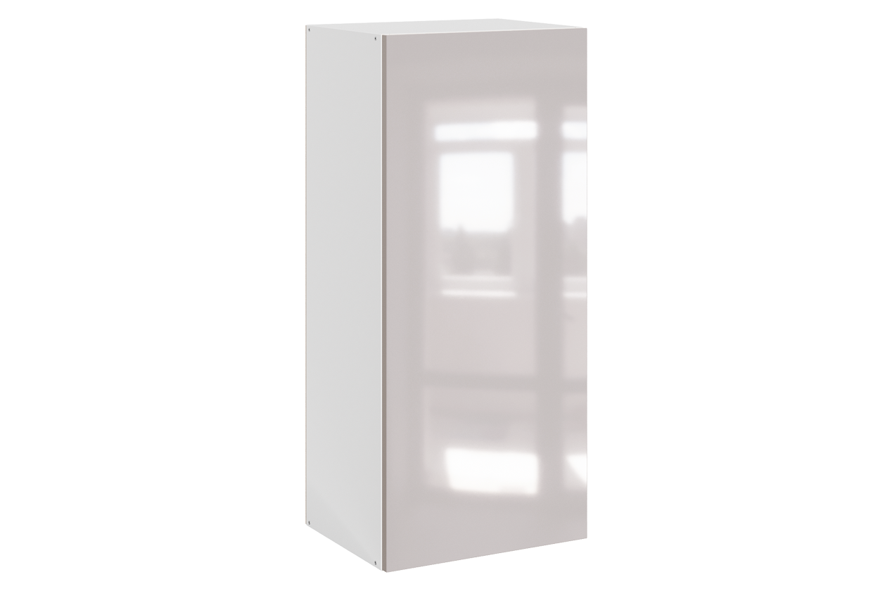 Кристи Шкаф навесной L400 Н900 (1 дв. гл.) (эмаль) (белый/дымчатый глянец)
