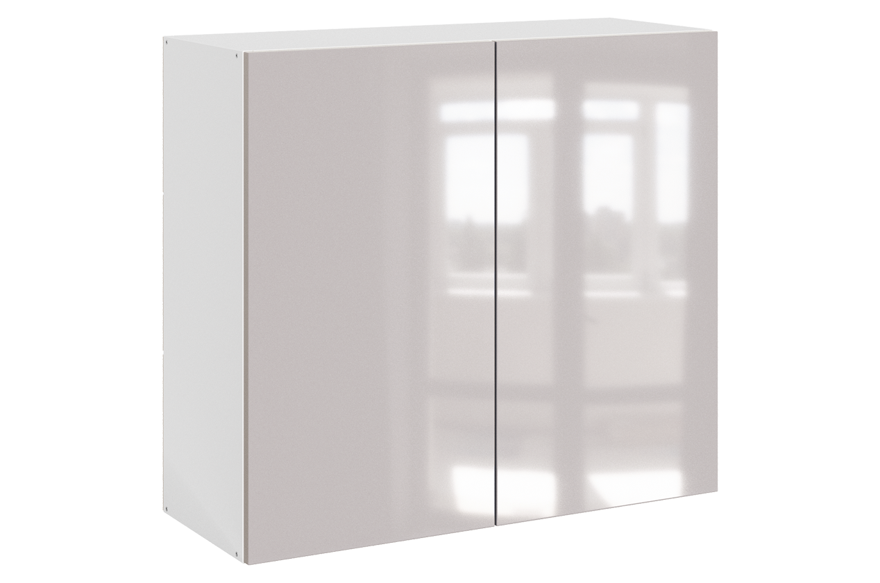 Кристи Шкаф навесной L800 Н720 (2 дв. гл.) (эмаль) (белый/дымчатый глянец)