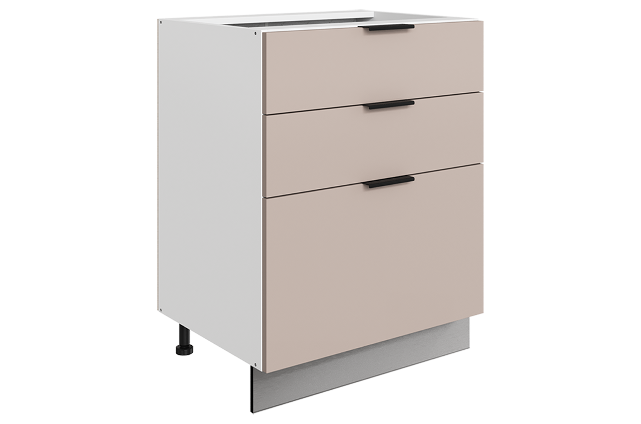 Стоун Шкаф рабочий L600 Старт (3 ящ.) (белый/грей софттач)