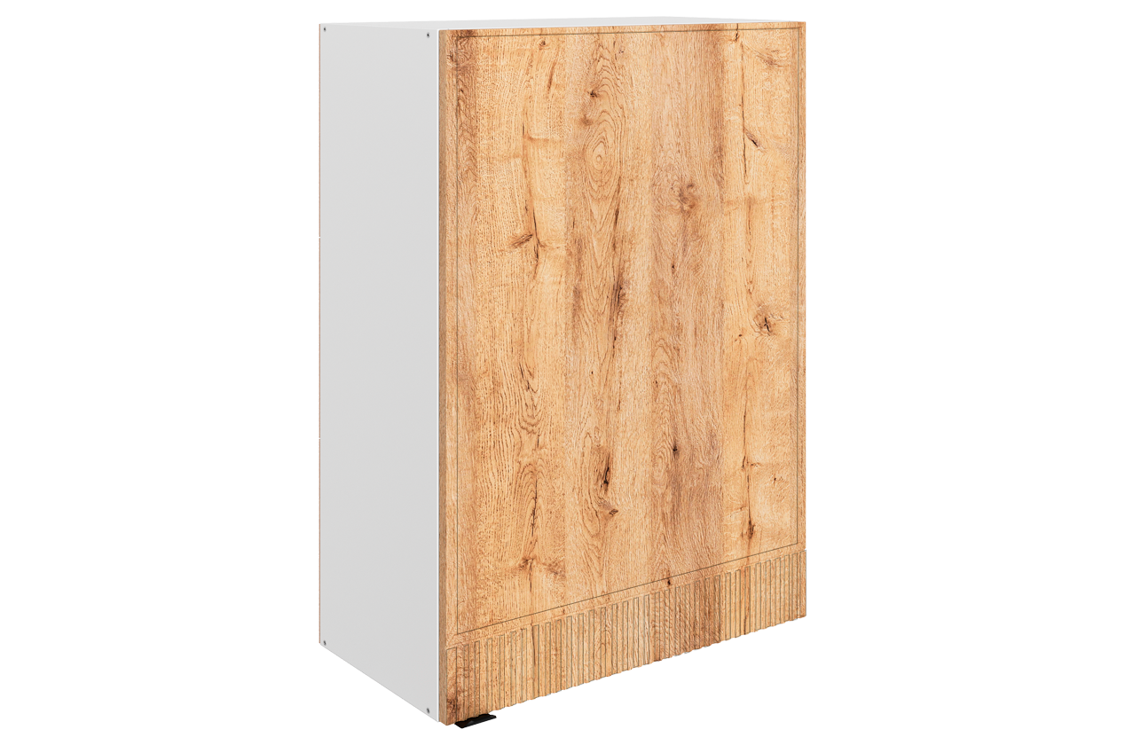 Бариста Шкаф навесной L600 Н900 (1 дв. гл.) (правый) (белый/дуб европейский матовый)