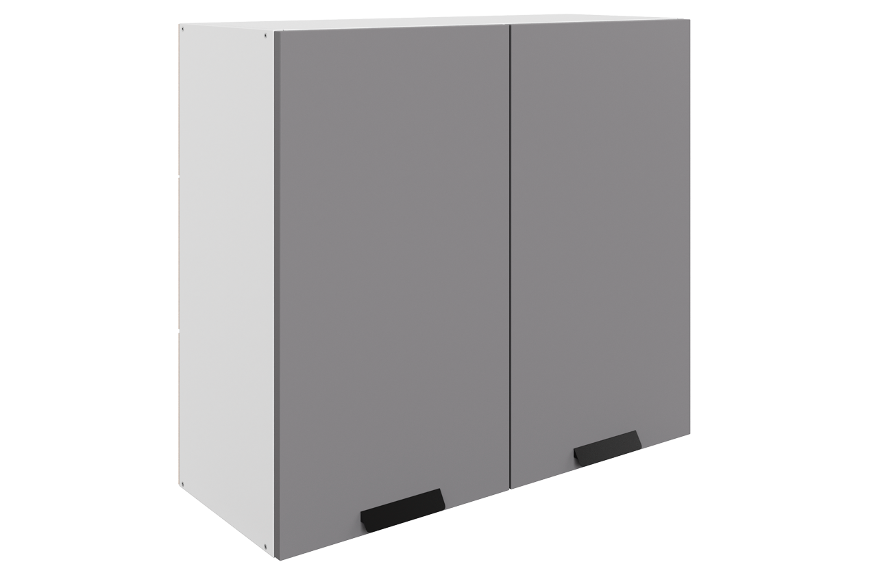 Джаз Шкаф навесной L800 H720 (2 дв. гл.) (эмаль) (белый/серый)