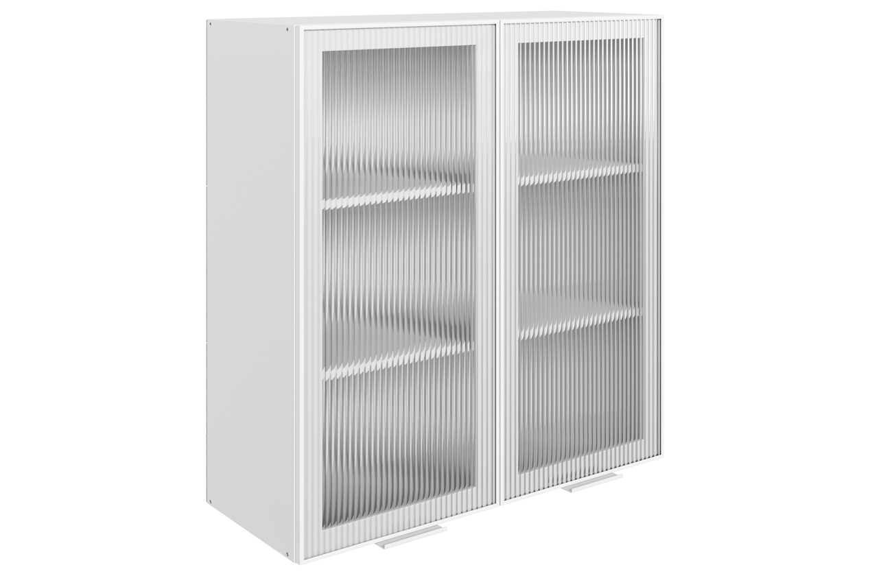 Алюм Шкаф навесной L800 Н900 (2 дв. рам.) (белый/белый муар/бесцветное мору)