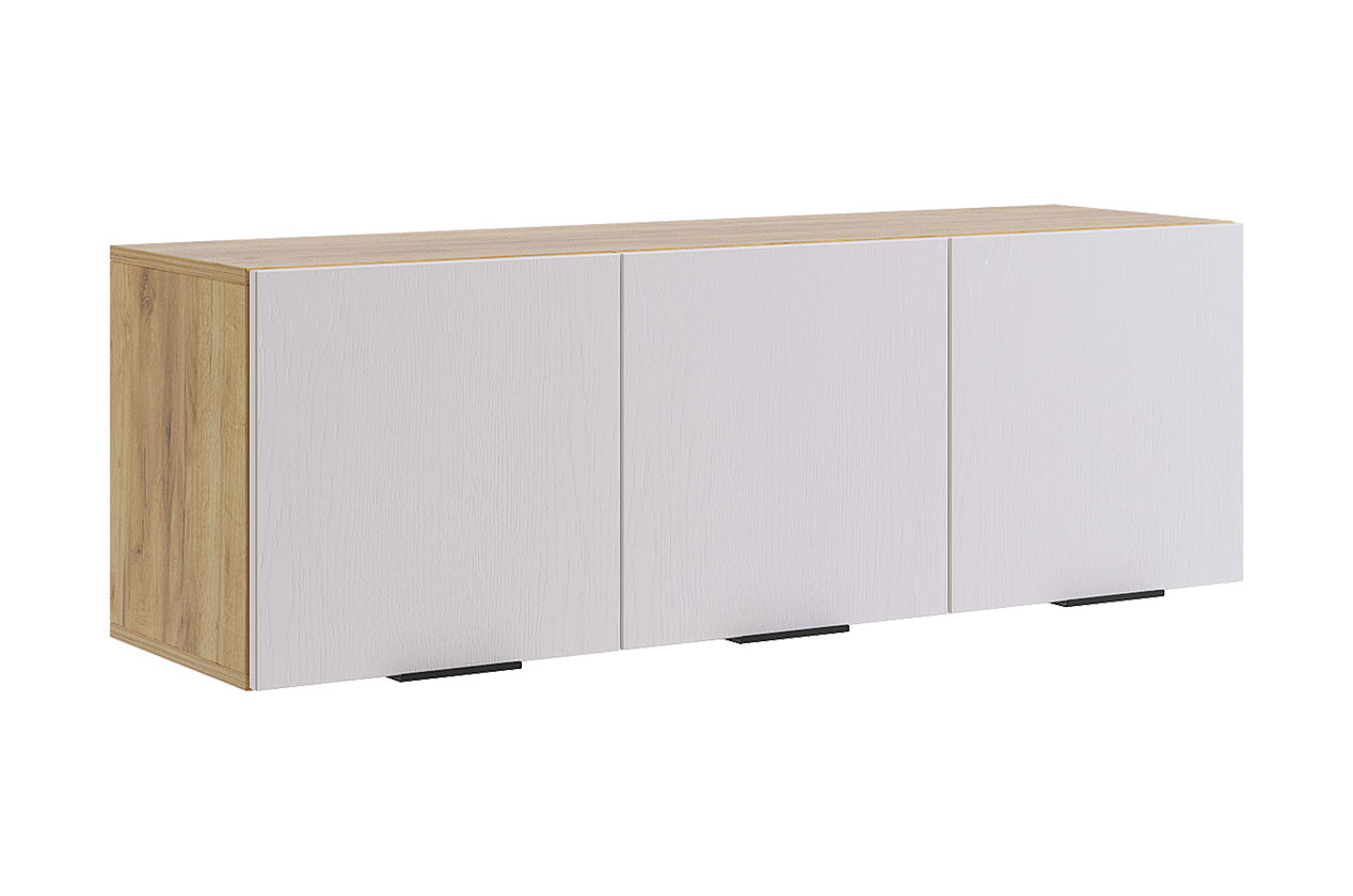 Бери Антресоль трехдверная (дуб крафт золотой/белое дерево)