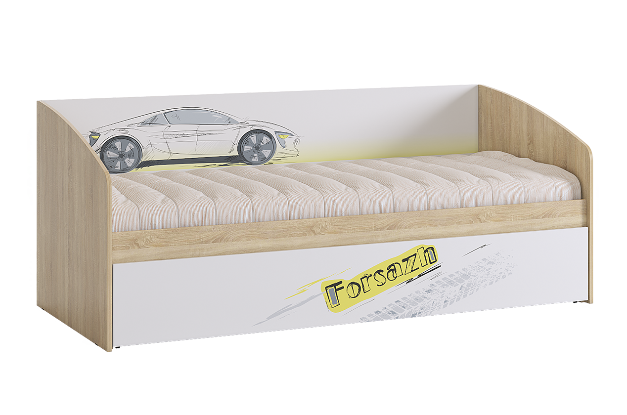 Форсаж Кровать (дуб сонома/белый)