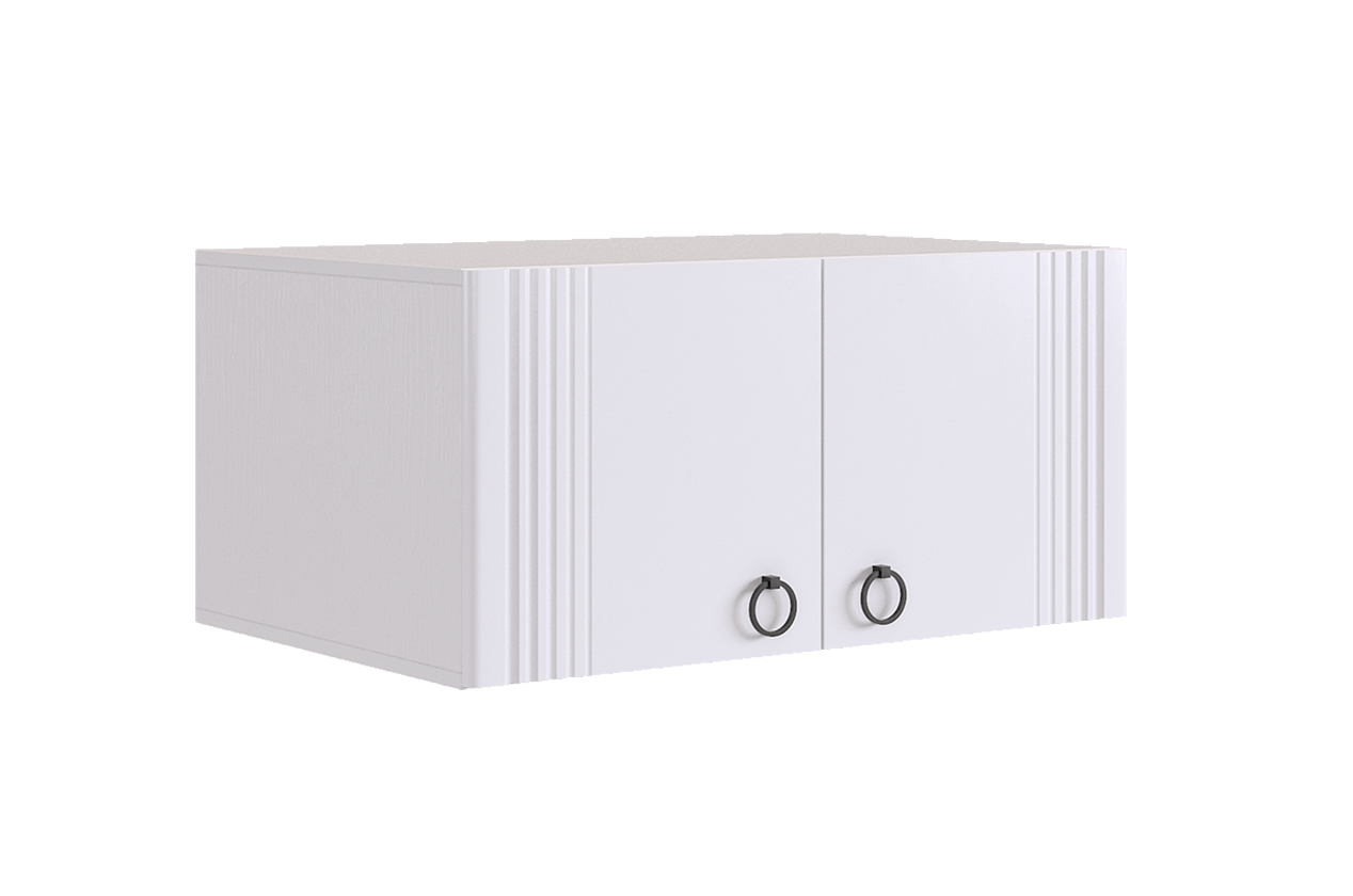 Ева Антресоль двухдверная116.01 (белое дерево/белый матовый)