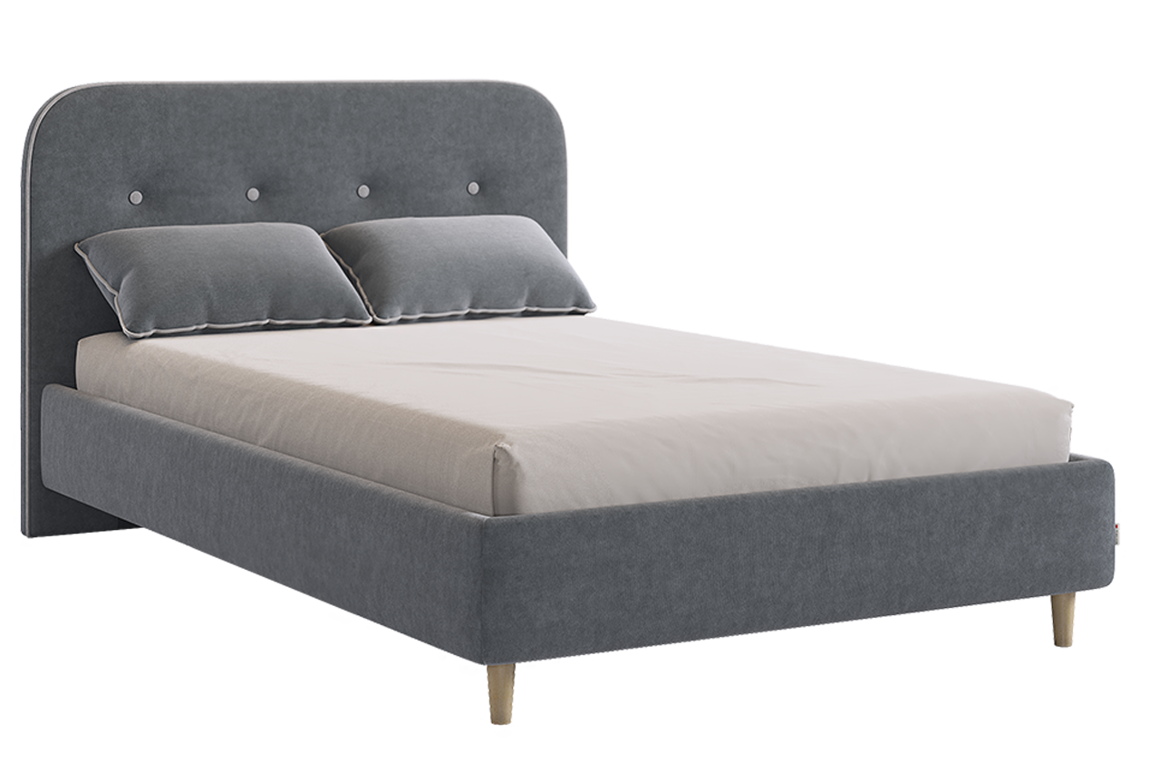Кровать с основанием Лео 120х200 см (графит (велюр)/галька (велюр))