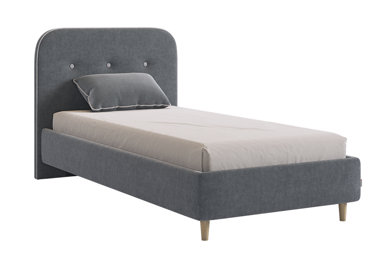 Кровать с основанием Лео 90х200 см (графит (велюр)/галька (велюр))