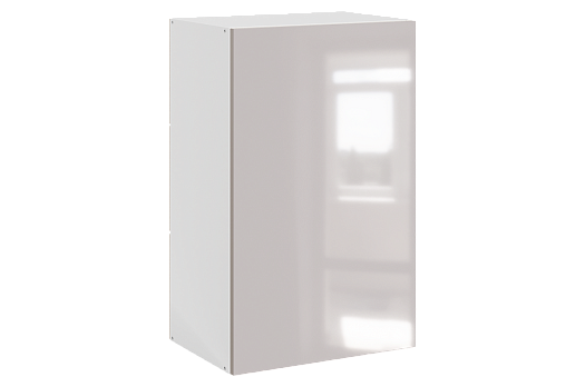 Кристи Шкаф навесной L450 Н720 (1 дв. гл.) (эмаль) (белый/дымчатый глянец)