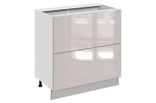 Кристи Шкаф рабочий L800 Старт (2 ящ.) (эмаль) (белый/дымчатый глянец)