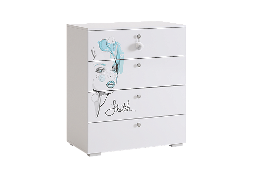 Гламур Комод (белый/белый глянец)