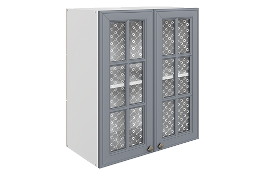 Мишель Шкаф навесной L600 Н720 (2 дв. реш.) (эмаль) (белый/серый)