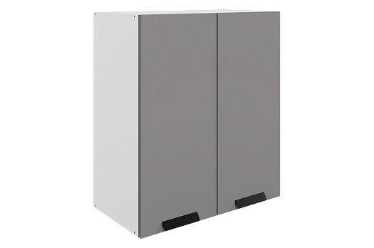 Джаз Шкаф навесной L600 H720 (2 дв. гл.) (эмаль) (белый/серый)