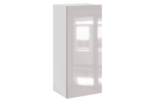 Кристи Шкаф навесной L400 Н900 (1 дв. гл.) (эмаль) (белый/дымчатый глянец)