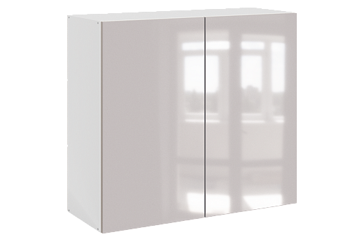 Кристи Шкаф навесной L800 Н720 (2 дв. гл.) (эмаль) (белый/дымчатый глянец)