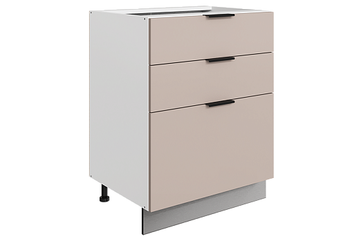 Стоун Шкаф рабочий L600 Старт (3 ящ.) (белый/грей софттач)