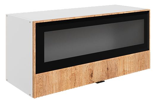 Бариста Шкаф навесной L800 Н360 (1 дв. рам.) (белый/дуб европейский матовый)