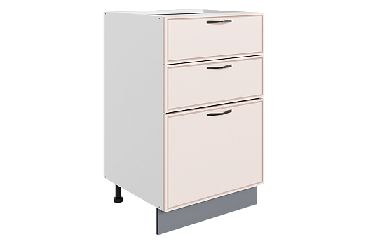 Монако Шкаф рабочий L500 B500 Слим (3 ящ.) (белый/айвори матовый)