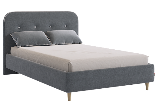 Кровать с основанием Лео 120х200 см (графит (велюр)/галька (велюр))