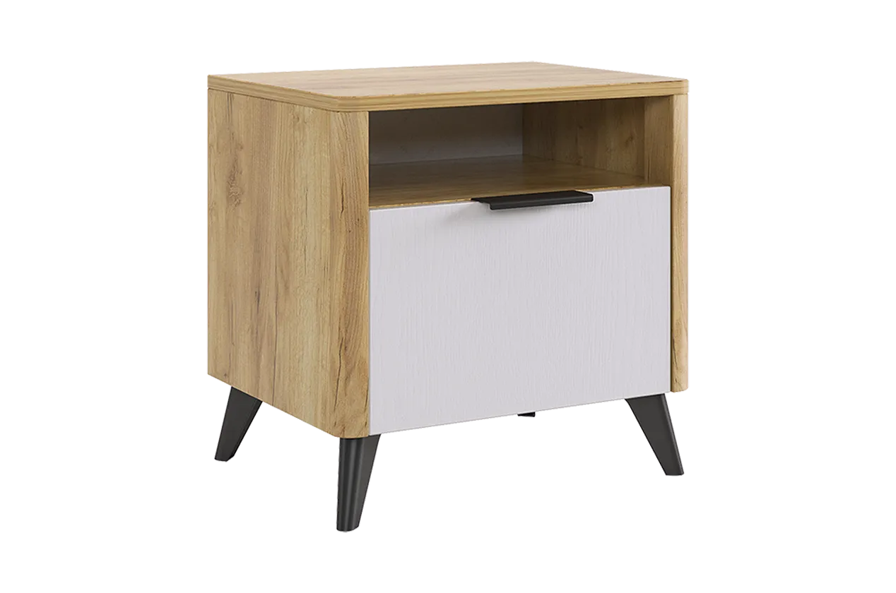 Адам Тумба прикроватная (дуб крафт золотой/белое дерево)