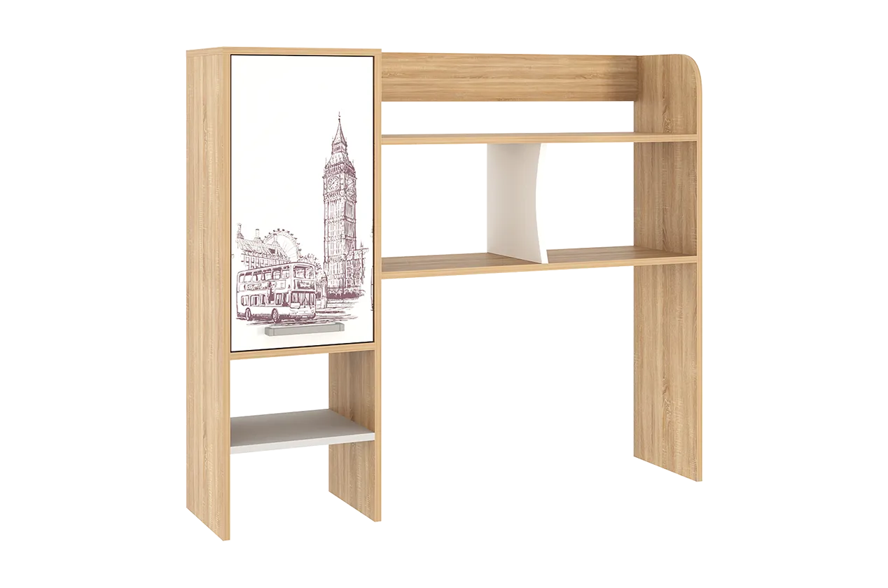 Лайт-1 Надстройка стола компьютерного 1200 (дуб сонома/белый)