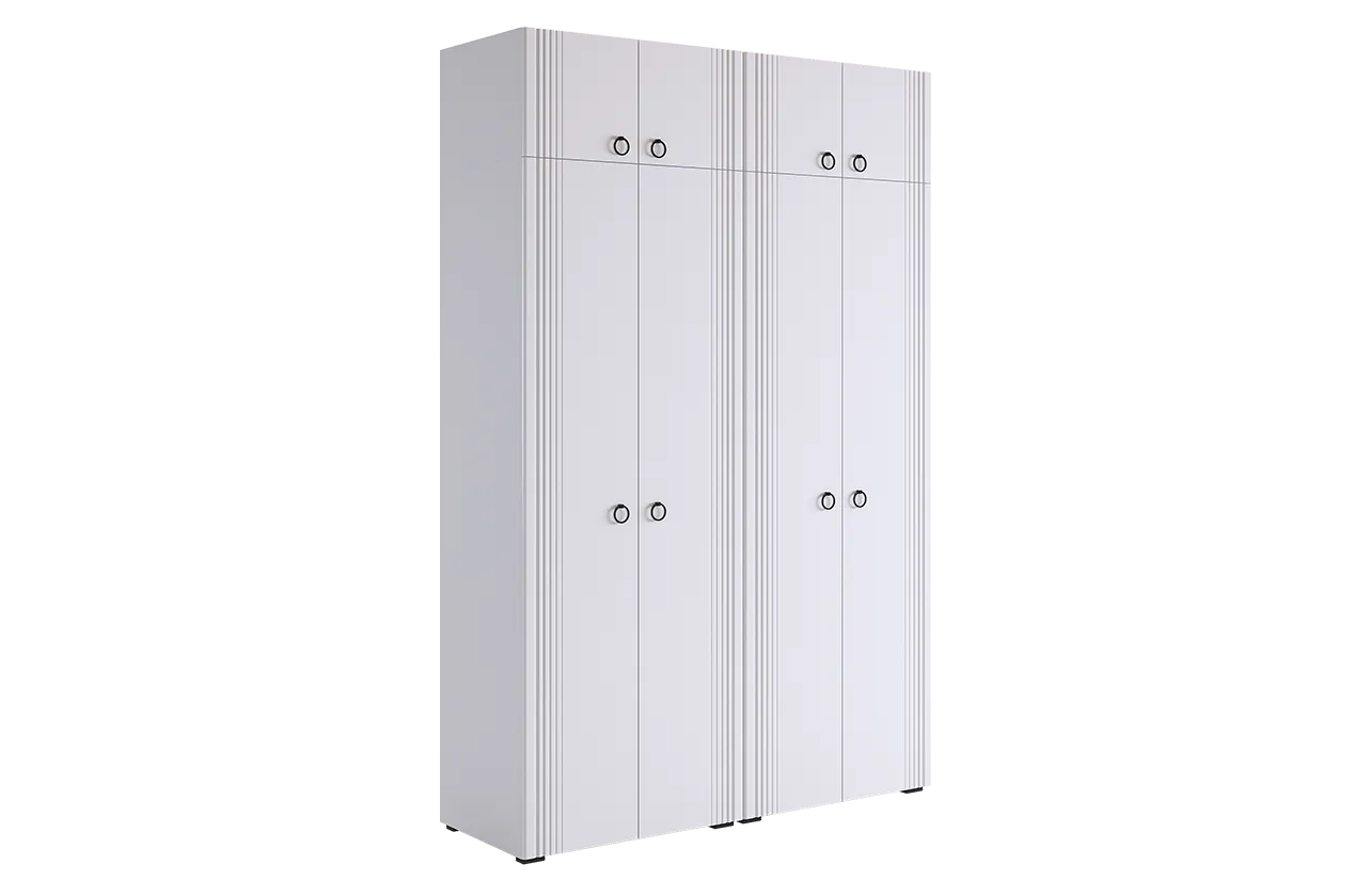 Шкаф четырехдверный "Ева К2" (белое дерево/белый матовый)