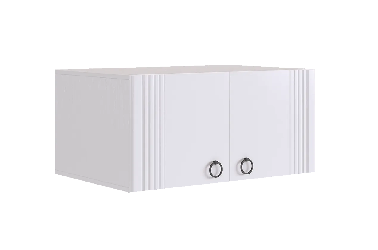 Ева Антресоль двухдверная116.01 (белое дерево/белый матовый)