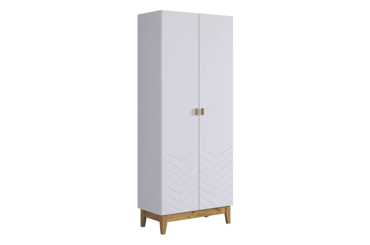 Шкаф двухдверный Хюгге (белое дерево/дуб крафт золотой/белый матовый)