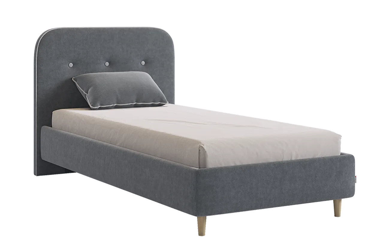 Кровать с основанием Лео 90х200 см (графит (велюр)/галька (велюр))