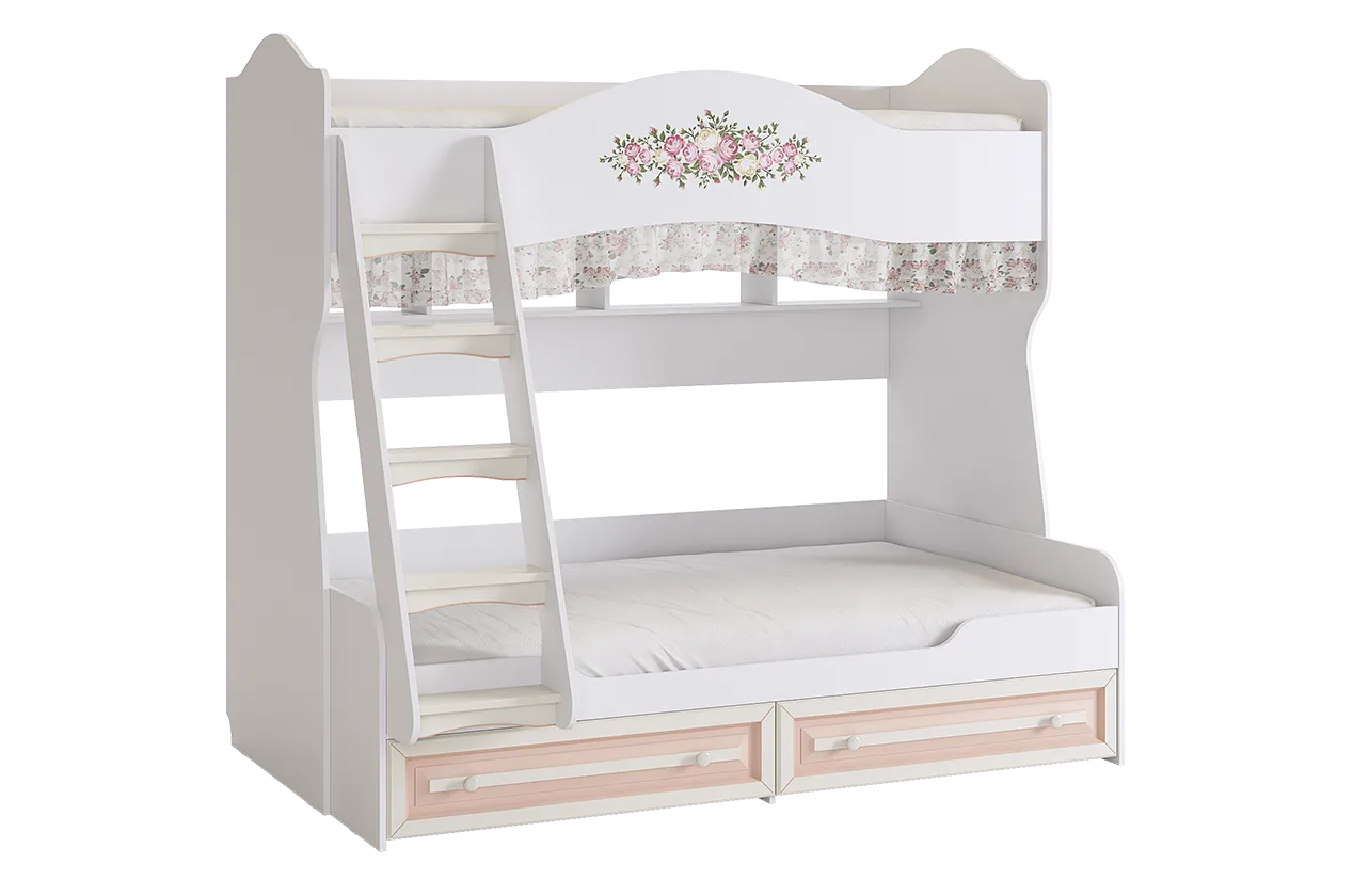 Алиса Кровать двухъярусная (белый/крем)