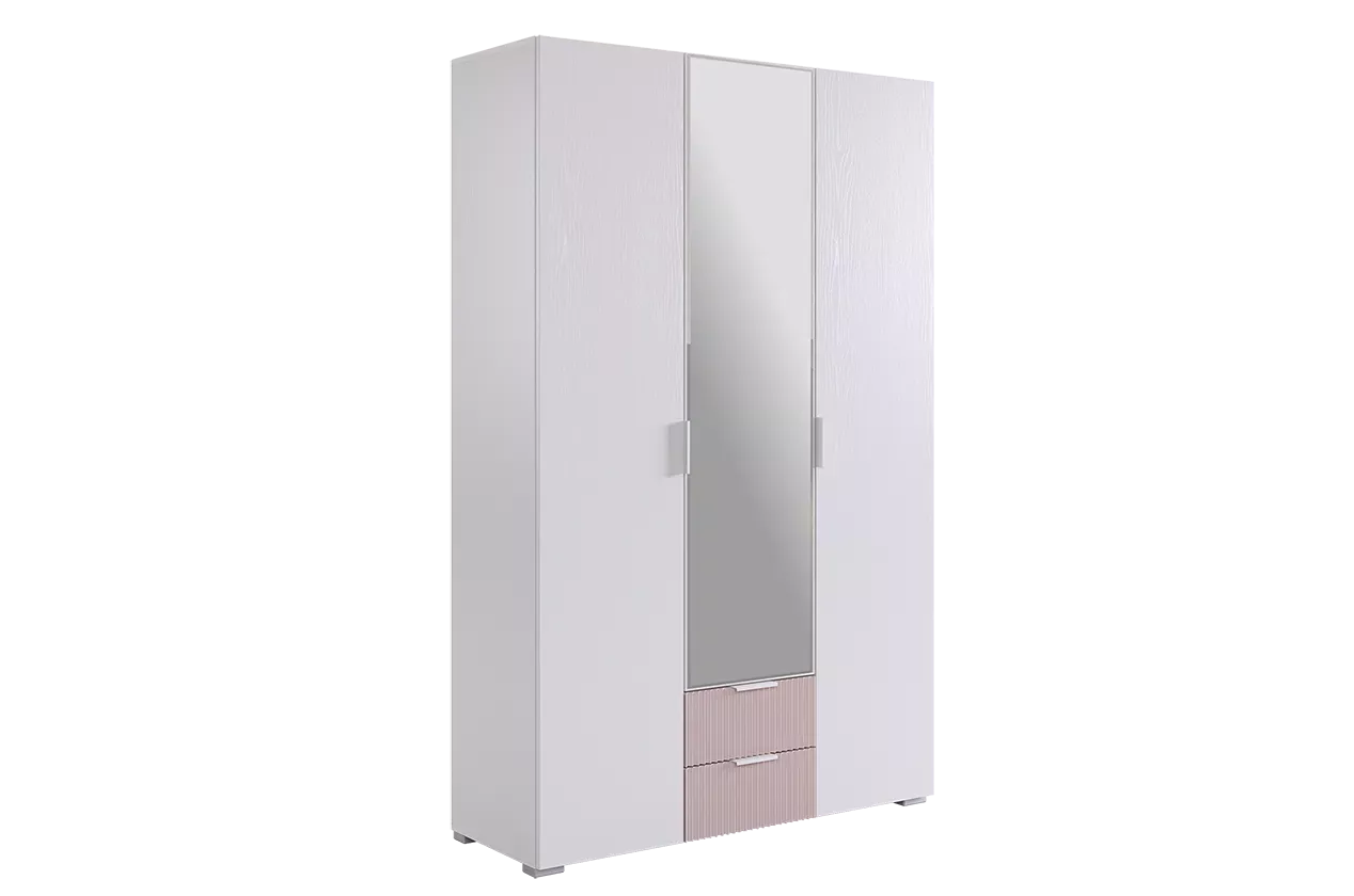 Зефир Шкаф трехдверный 109.02 (белое дерево/пудра розовая (эмаль))