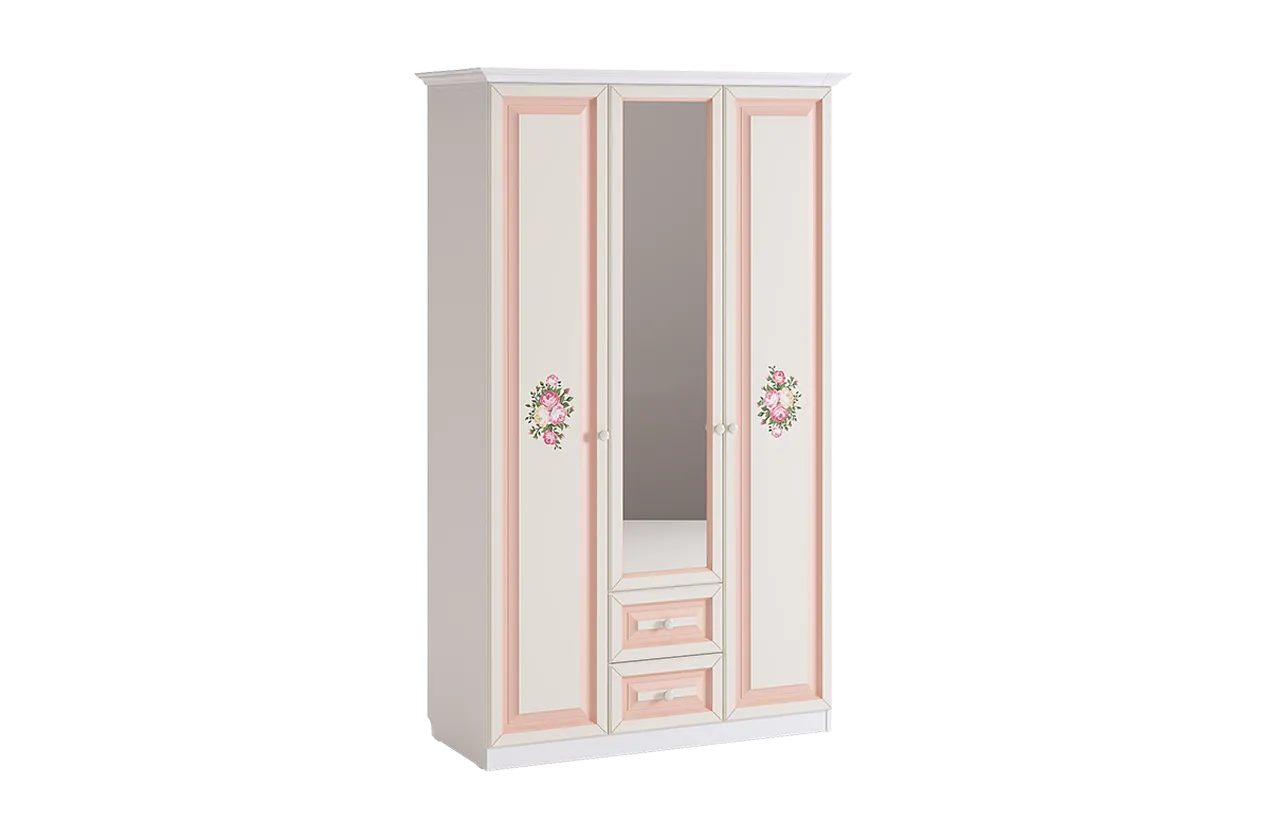 Алиса Шкаф 3-створчатый с ящиками (белый/крем)