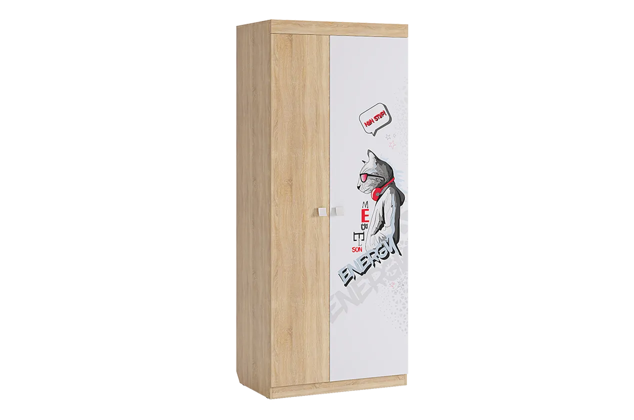 Энерджи Шкаф 2-створчатый (дуб сонома/белый)