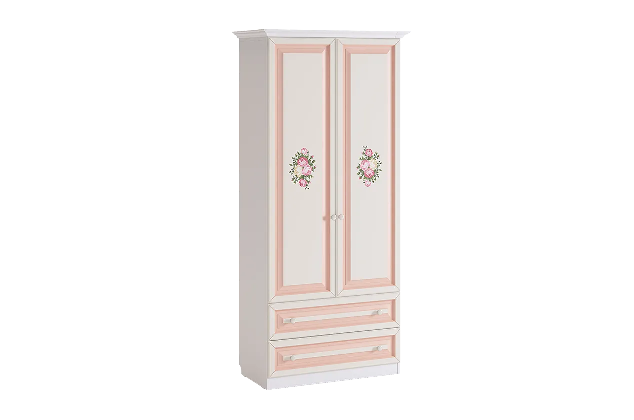 Алиса Шкаф 2-ств. с ящ. (белый/крем)