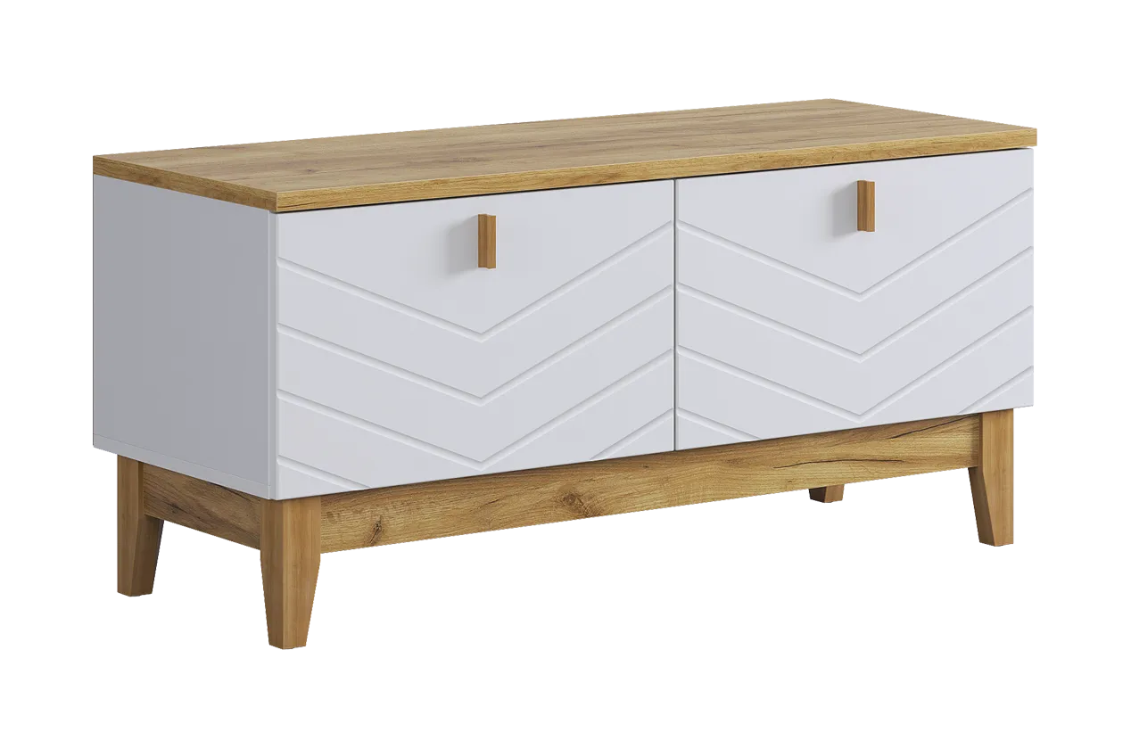 Тумба Хюгге (белое дерево/дуб крафт золотой/белый матовый)